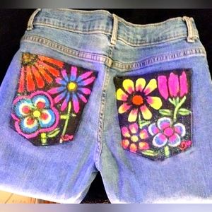 Custom hand painted floral rear pockets on Arizona flex 360